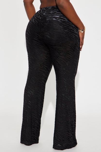 Aryanna Mesh Flocked Straight Leg Zebra Pant 33 - Black