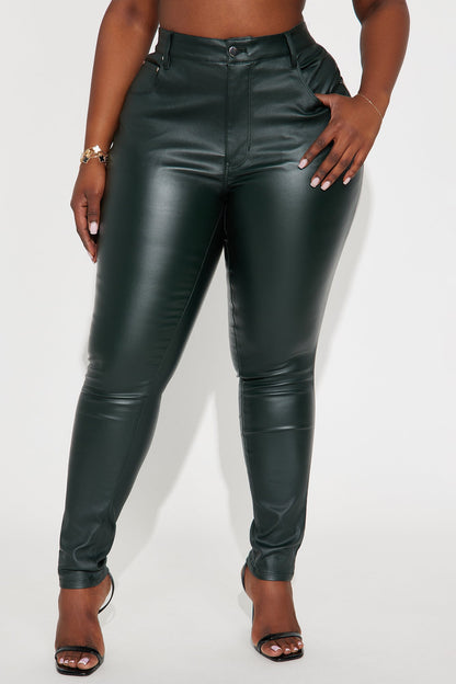 She Bad PU Leather Pant - Hunter Green