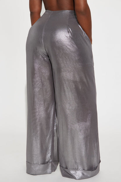 Romantically Spoiled Organza Metallic Wide Leg Pant 33 - Grey