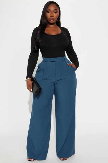 Etta Wide Leg Pant 33″ - Teal