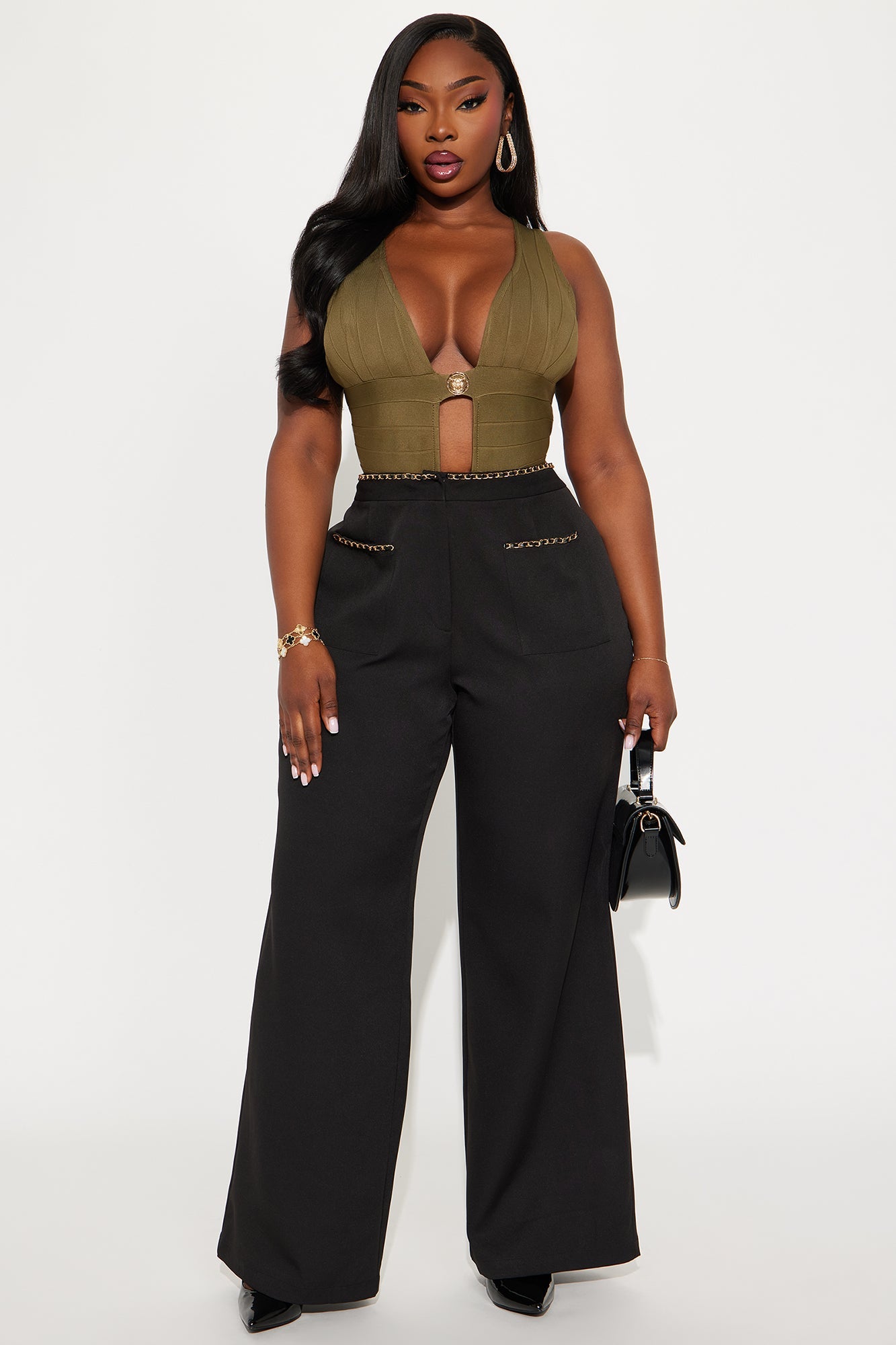 Sania Wide Leg Trouser Pant 33″ - Black