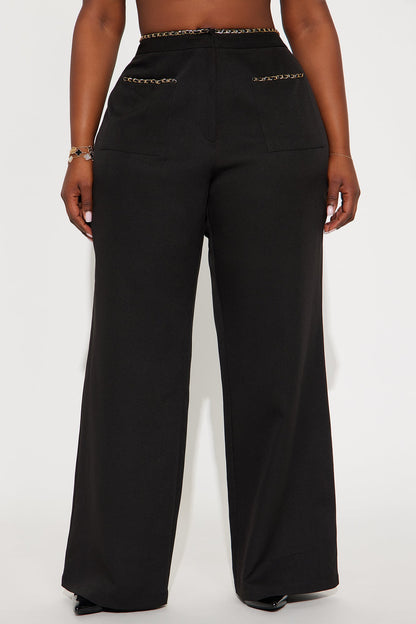 Sania Wide Leg Trouser Pant 33″ - Black