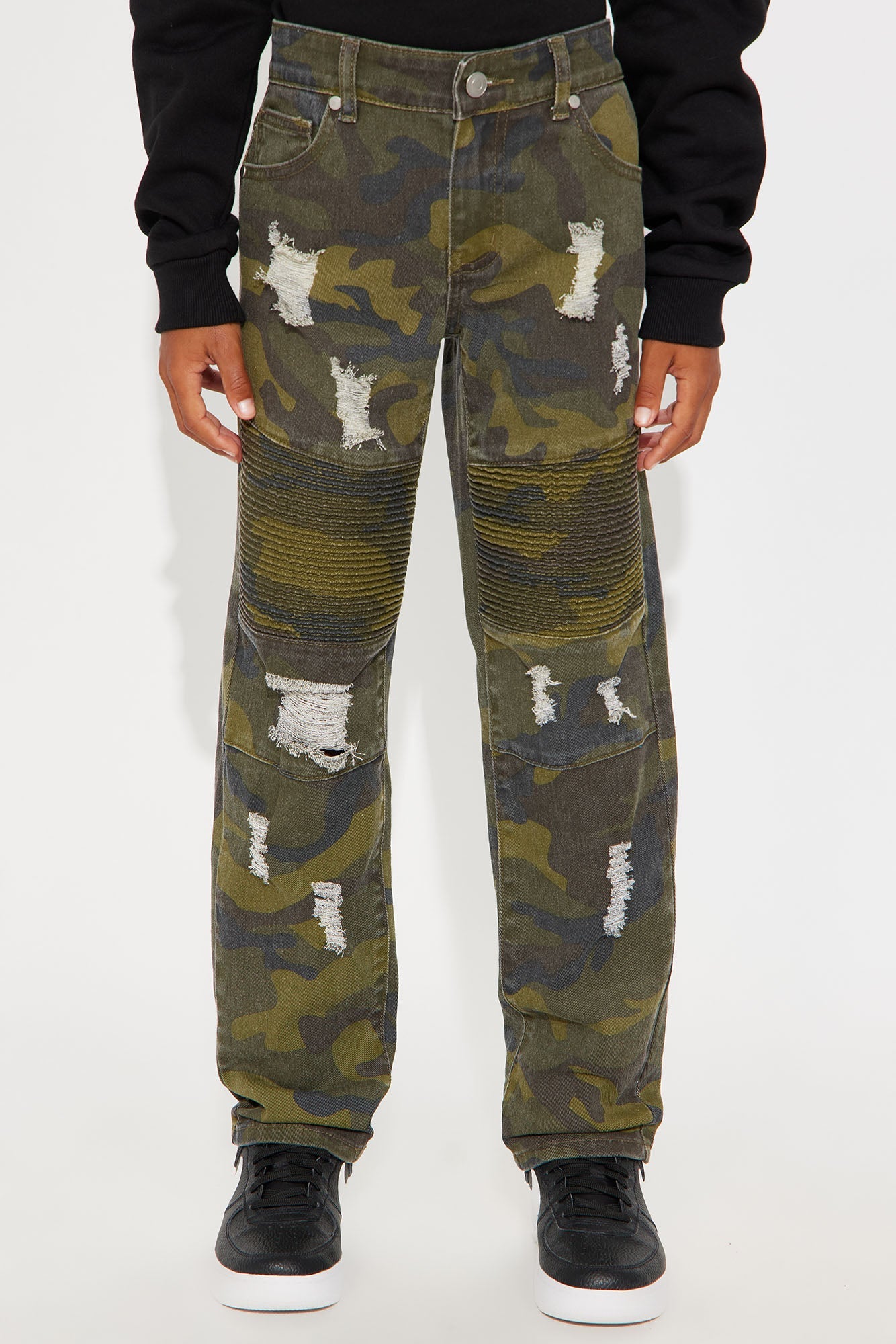 Mini The Grind Never Stops Rip And Repair Jeans - Camouflage