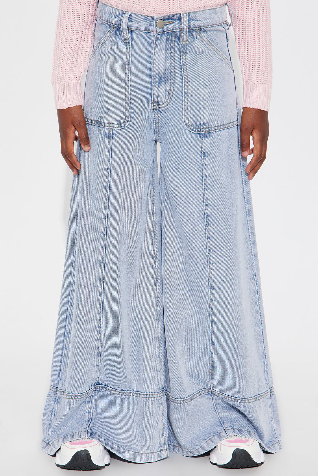 Mini Sunday Drapey Wide Leg Jeans - Light Wash