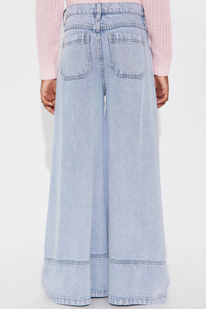 Mini Sunday Drapey Wide Leg Jeans - Light Wash