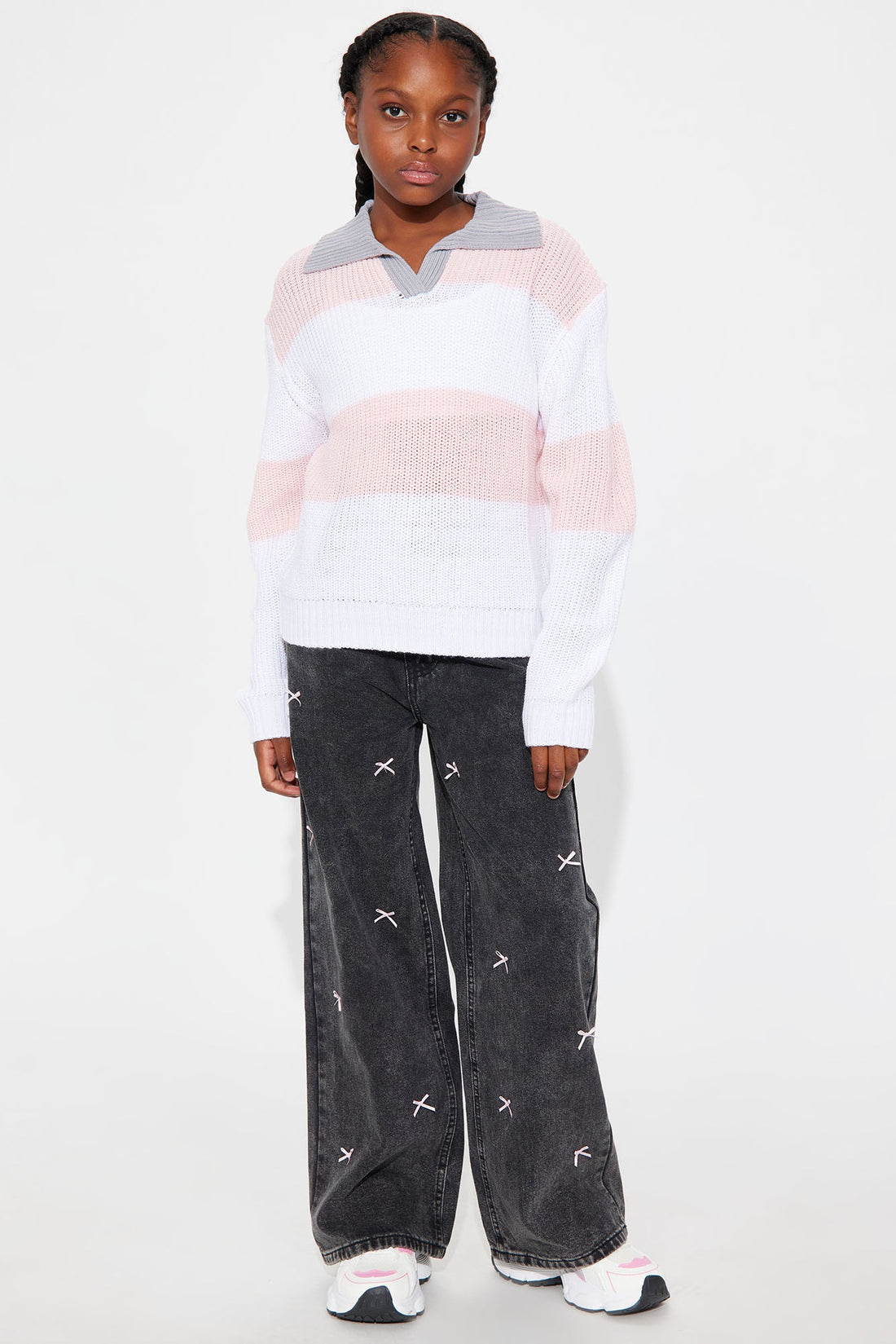 Mini Juliana Striped Sweater - Pink/combo