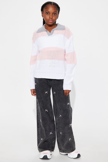 Mini Juliana Striped Sweater - Pink/combo
