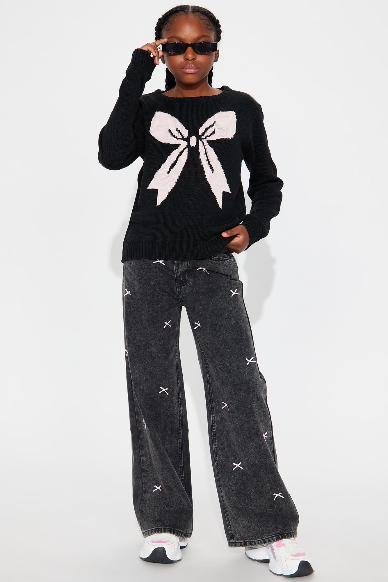 Mini Audrey Bow Sweater - Black