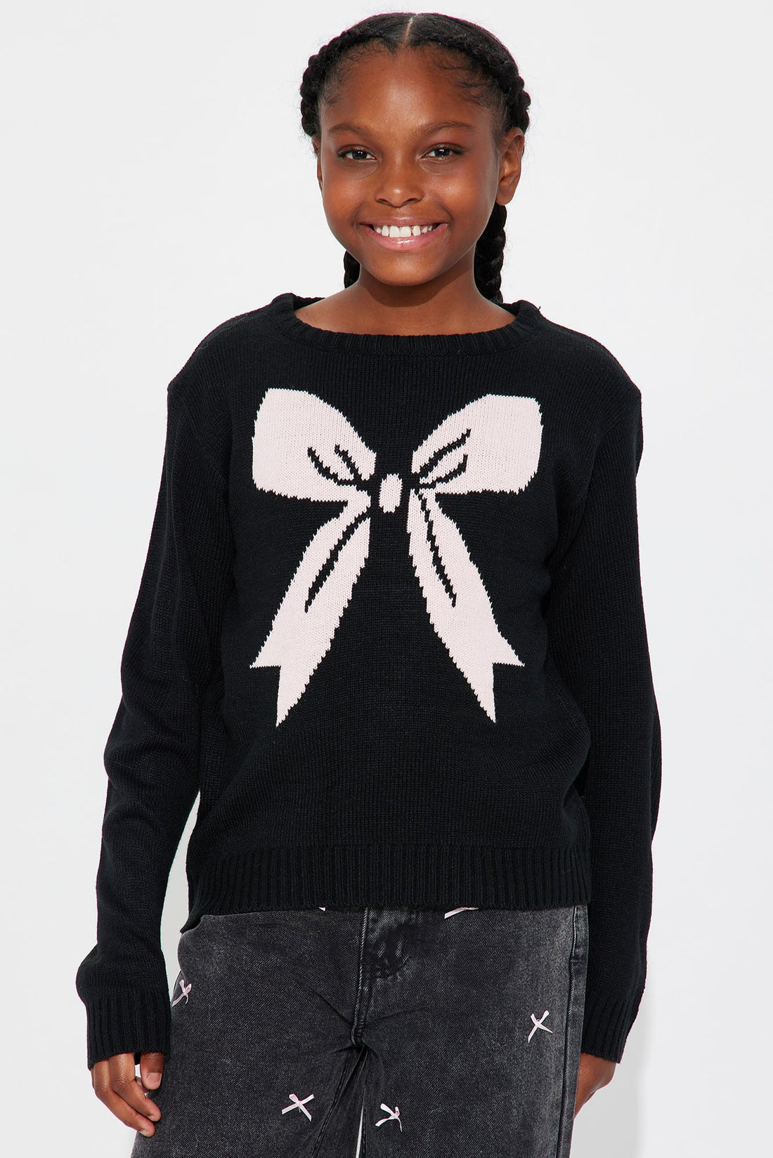 Mini Audrey Bow Sweater - Black