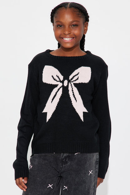 Mini Audrey Bow Sweater - Black