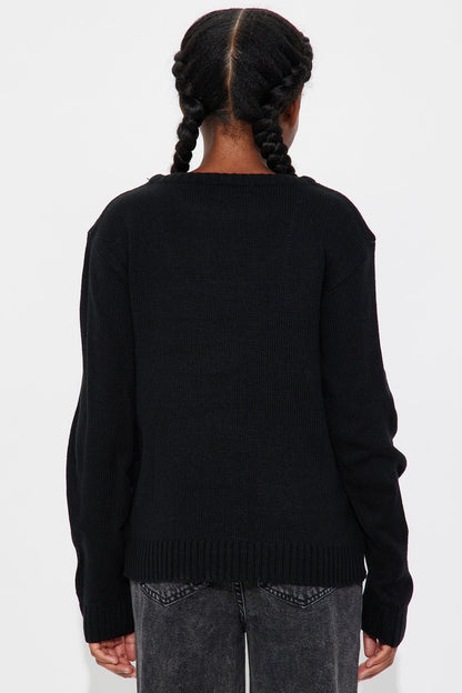 Mini Audrey Bow Sweater - Black