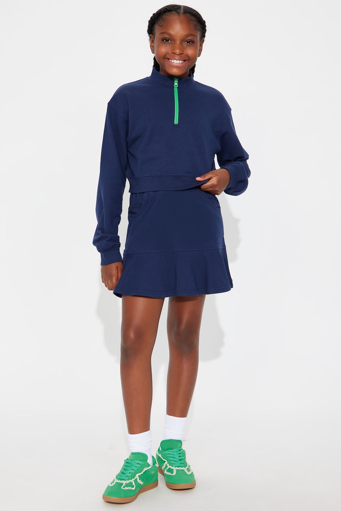 Mini Still Daydreaming Sweatshirt And Skirt Set - Navy
