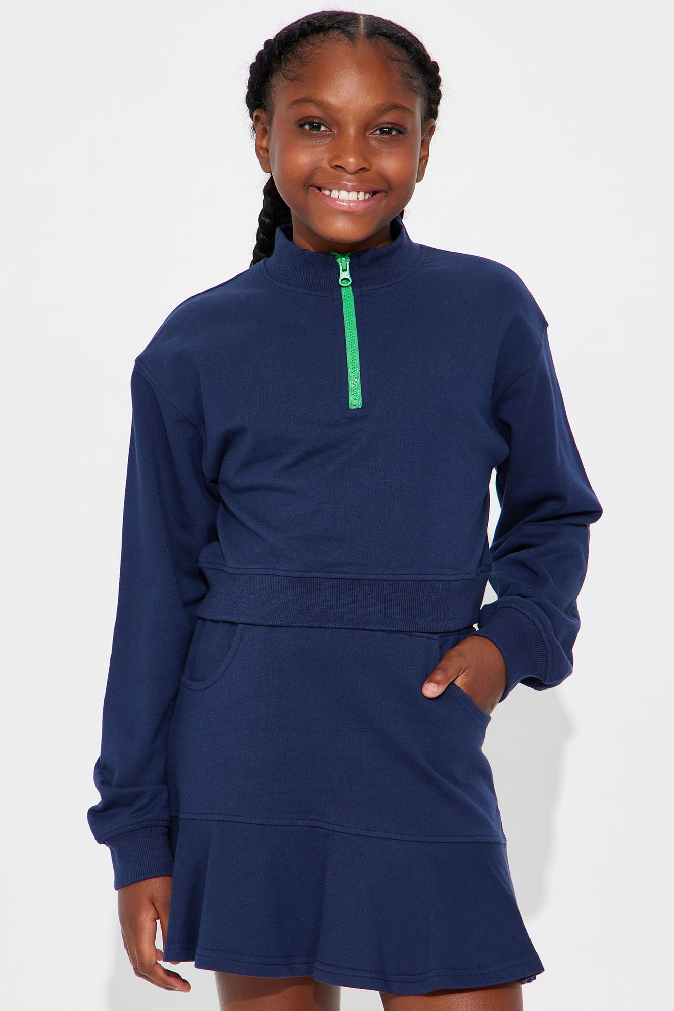 Mini Still Daydreaming Sweatshirt And Skirt Set - Navy