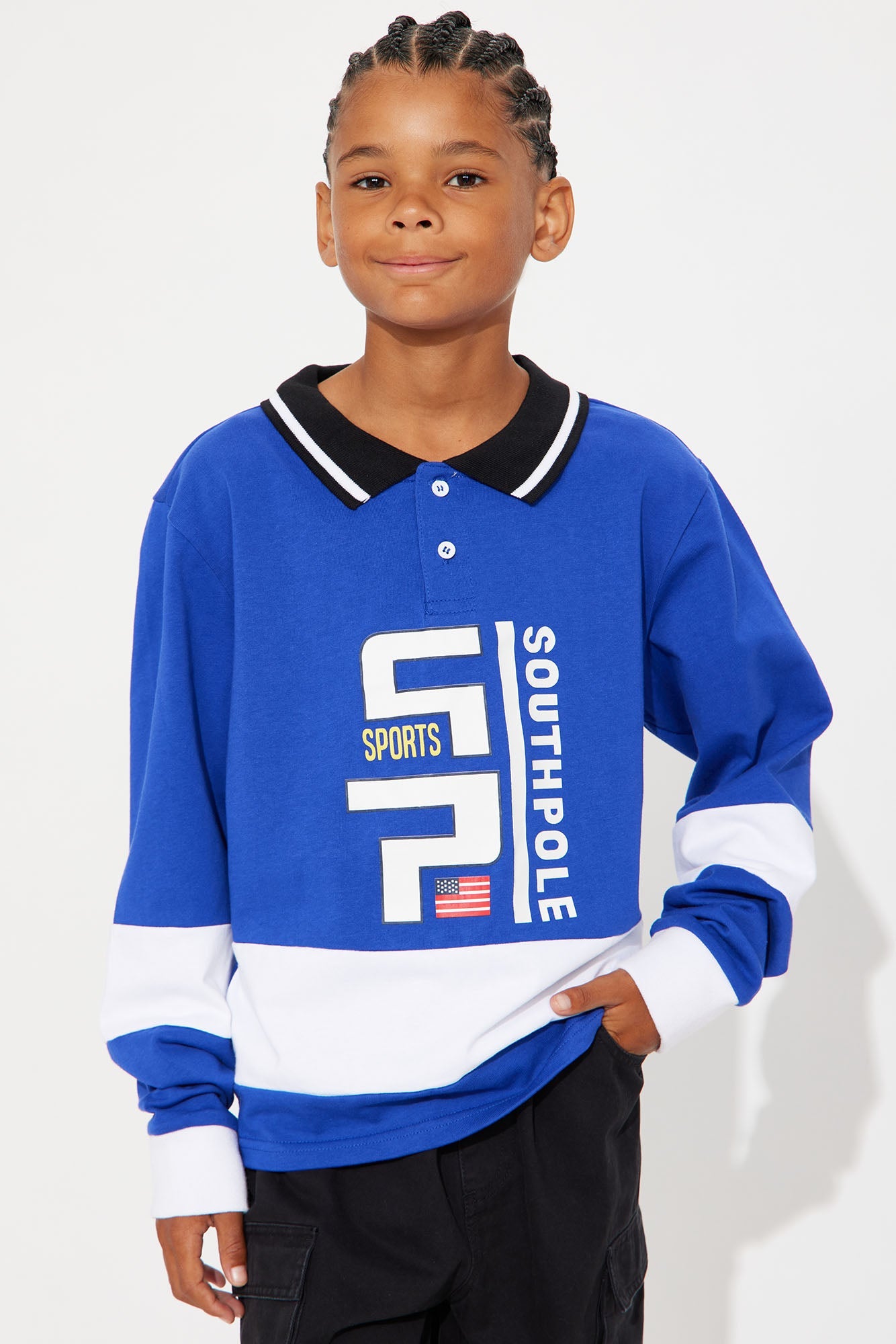 Mini Southpole Long Sleeve Logo Polo - Royal