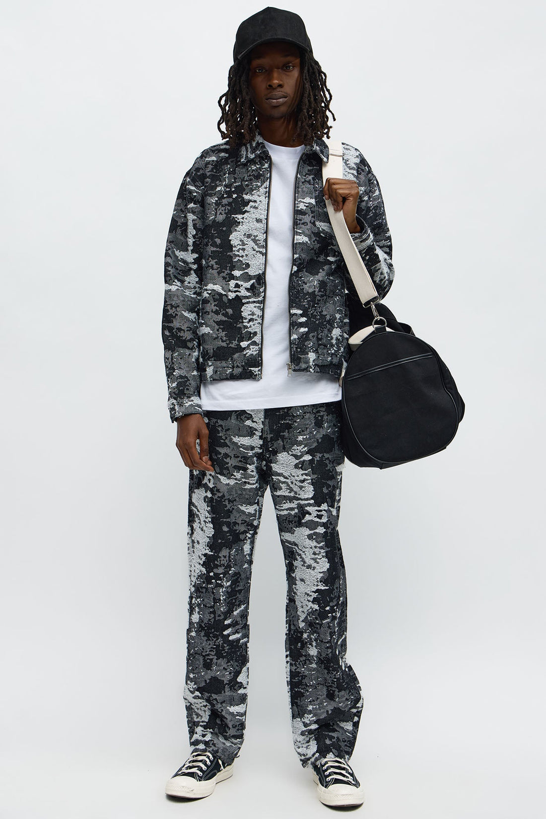 Cropped Fading In And Out Work Jacket - Black Wash