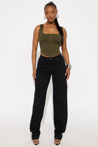 Bianca Low Rise Stacked Pant 33″ - Black
