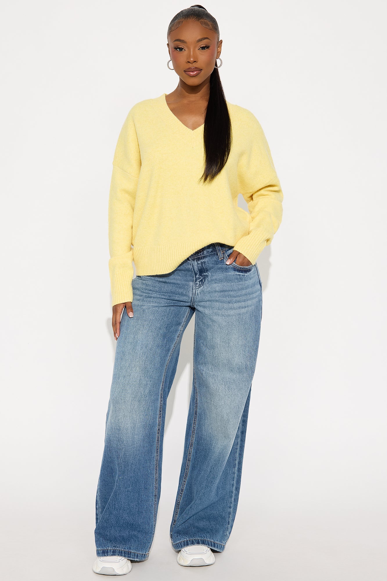 Kaitlyn V Neck Sweater - Butter Yellow