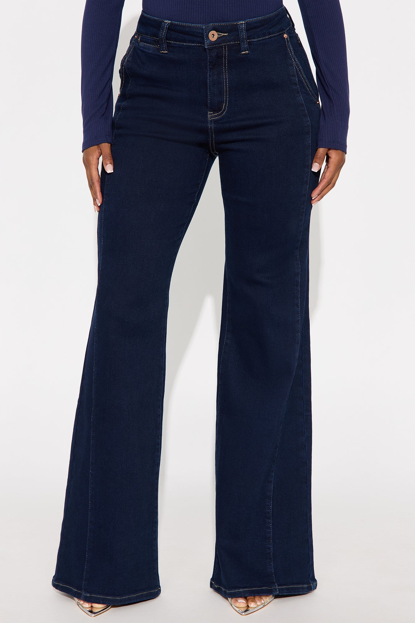Iconic Stretch Trouser Wide Leg Jeans - Dark Denim