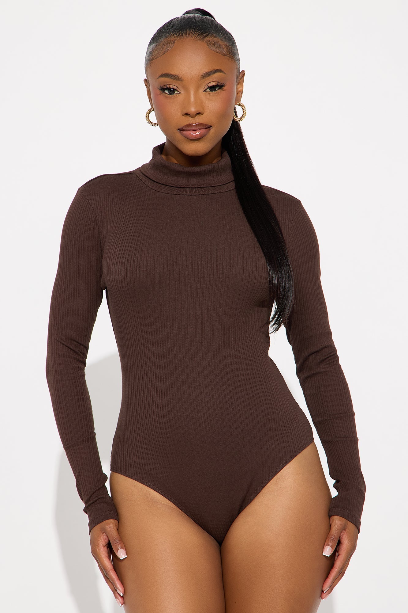 Tess Turtleneck Bodysuit - Chocolate