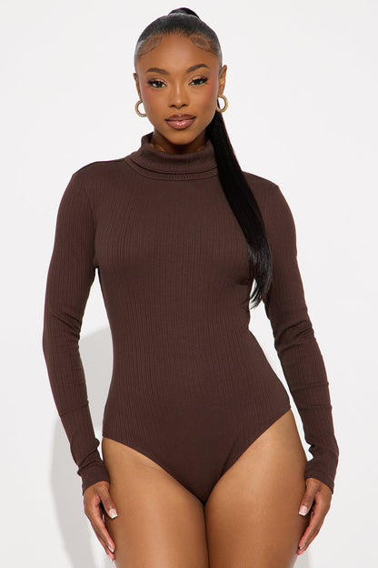 Tess Turtleneck Bodysuit - Chocolate