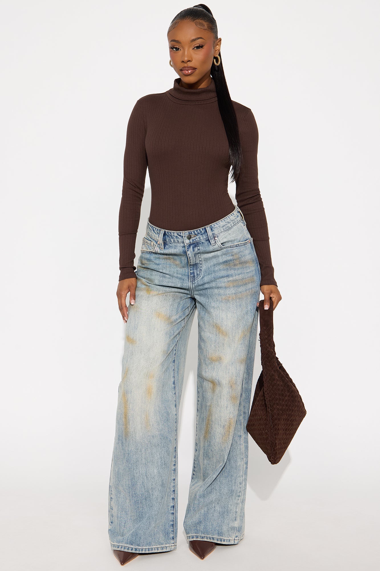 Tess Turtleneck Bodysuit - Chocolate