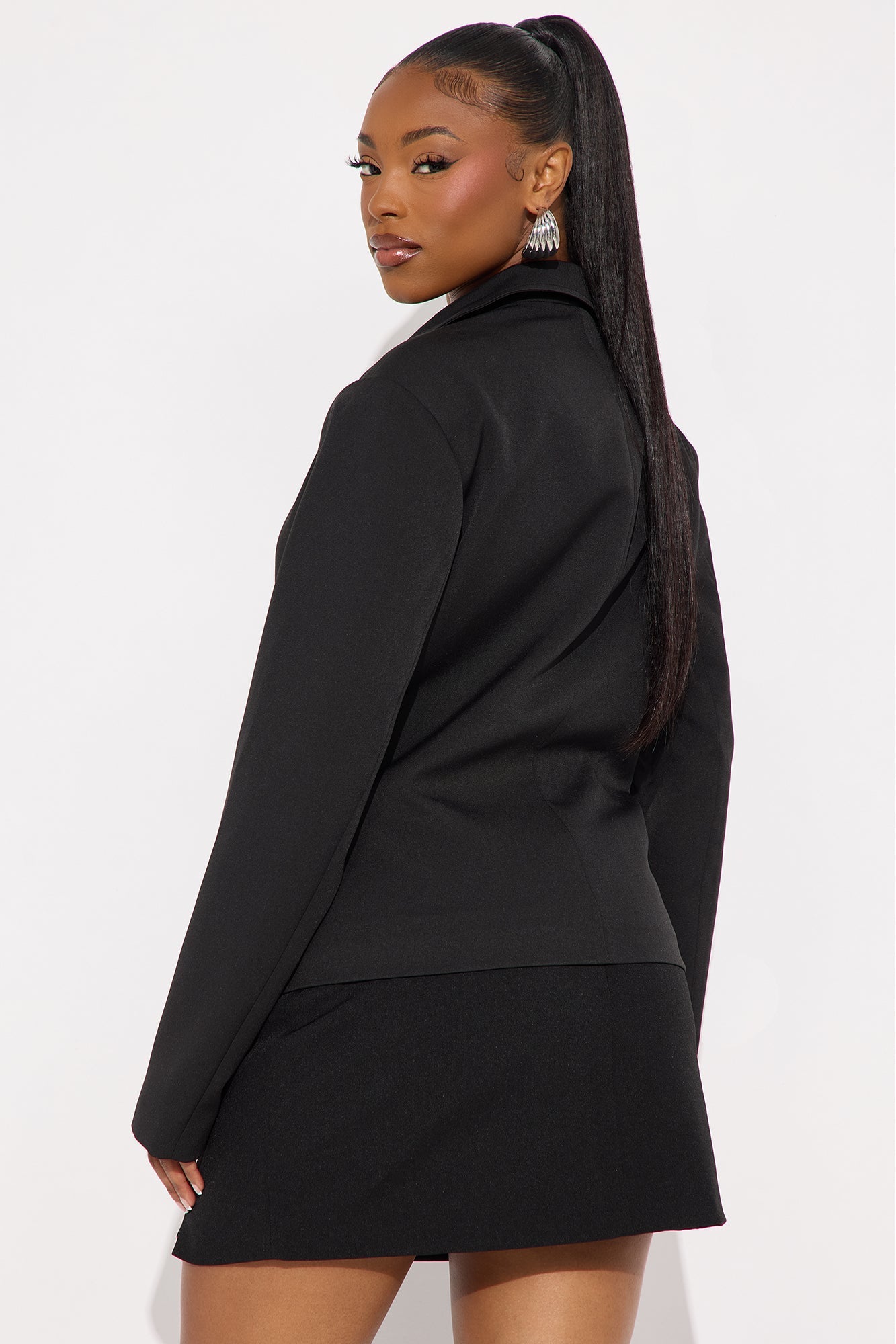 Jaylene Front Zip Fitted Blazer - Black