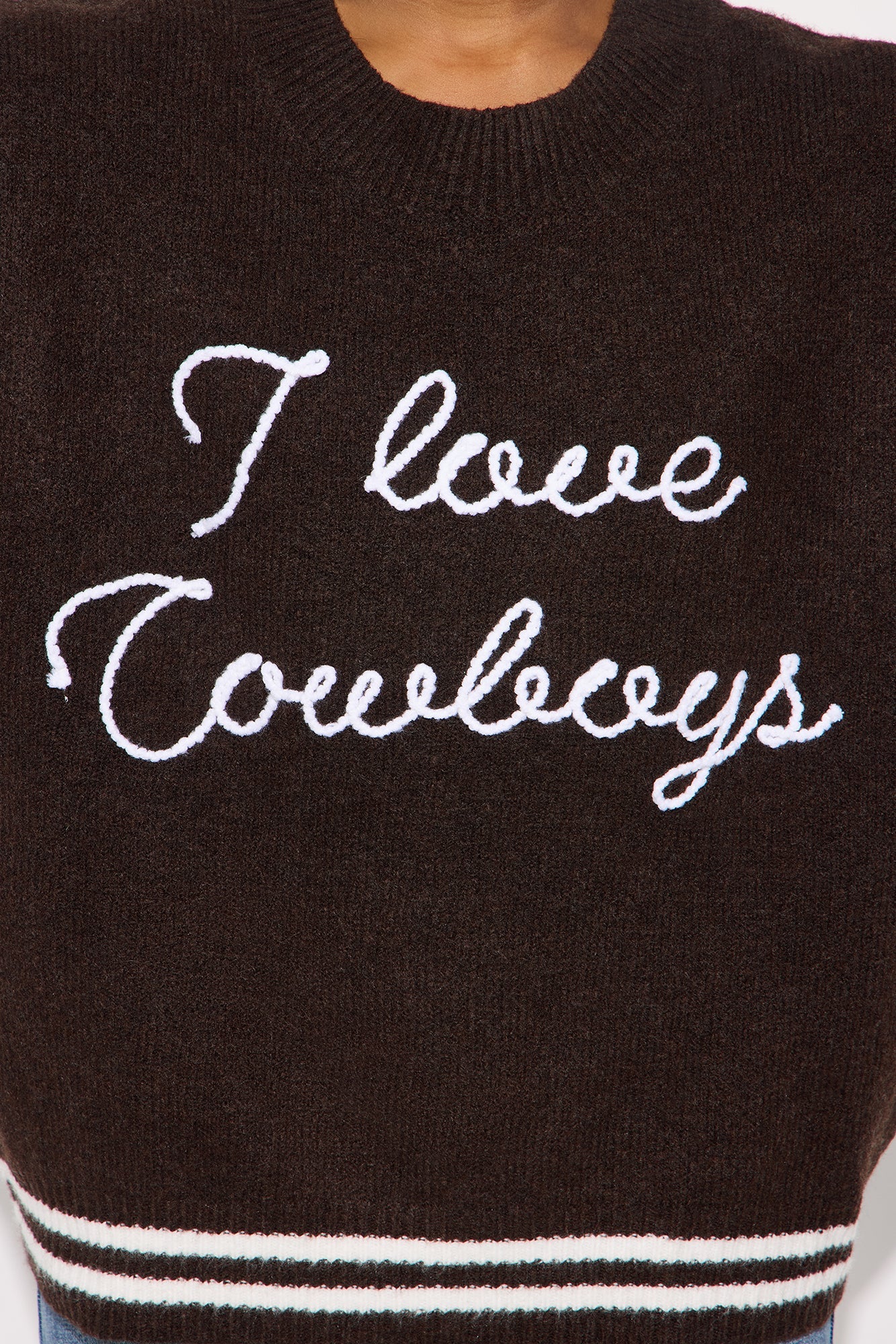 I Love Cowboys Sweater - Brown/combo