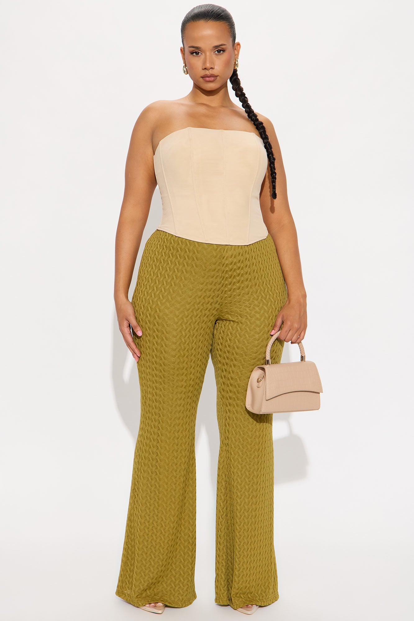 Nikki Textured Flare Pant 33″ - Chartreuse