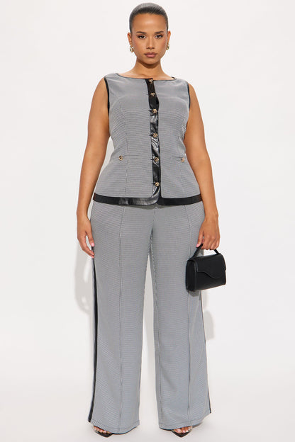 Keep You Mesmerized Vest Pant Set - Black/White