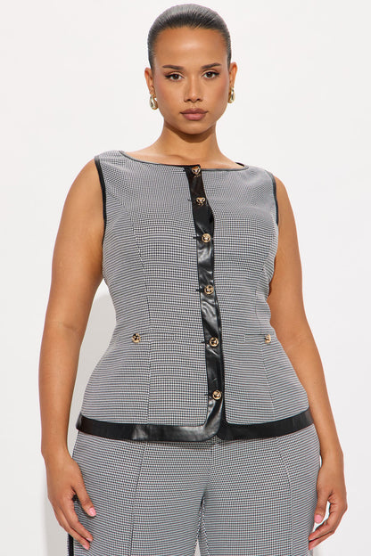 Keep You Mesmerized Vest Pant Set - Black/White