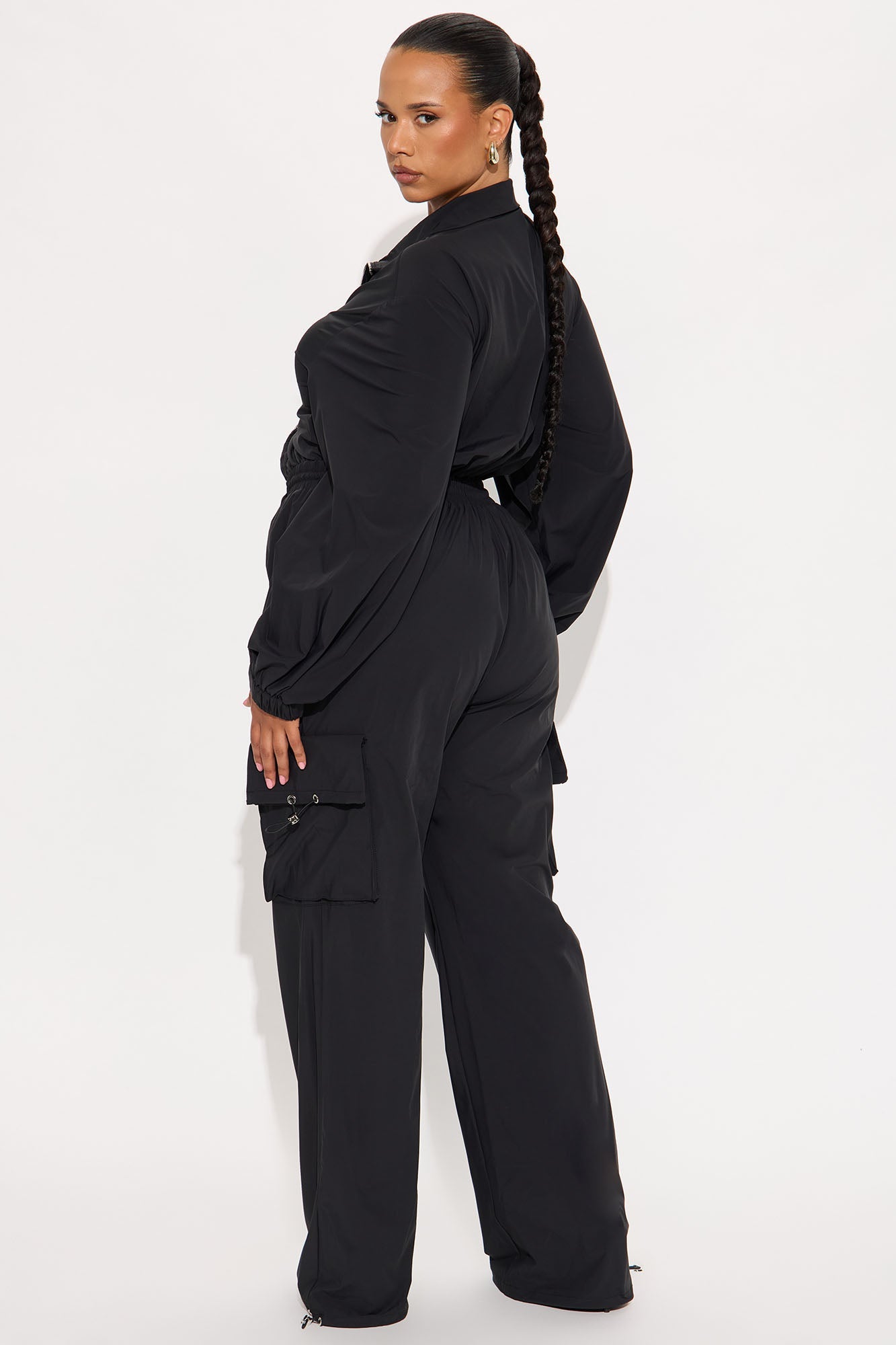 Betsy Windbreaker Wide Leg Jumpsuit - Black