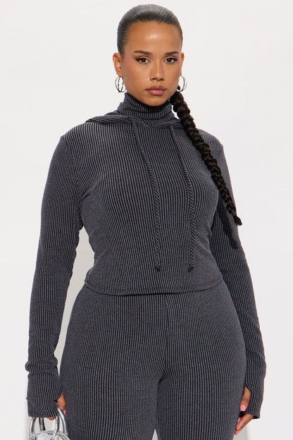 Center Of Attention Hoodie Pant Set - Charcoal