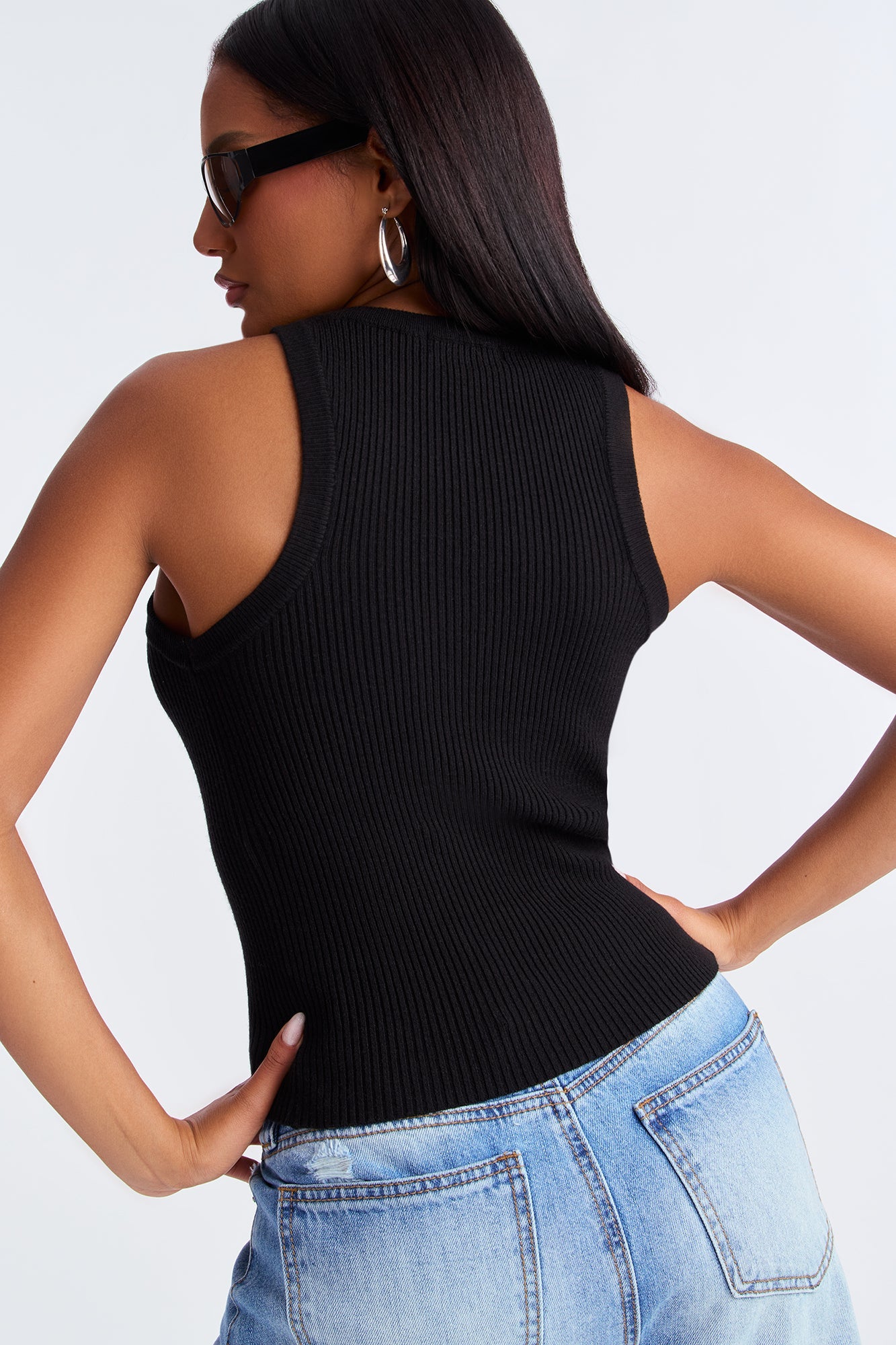 All Cute Sweater Tank Top - Black