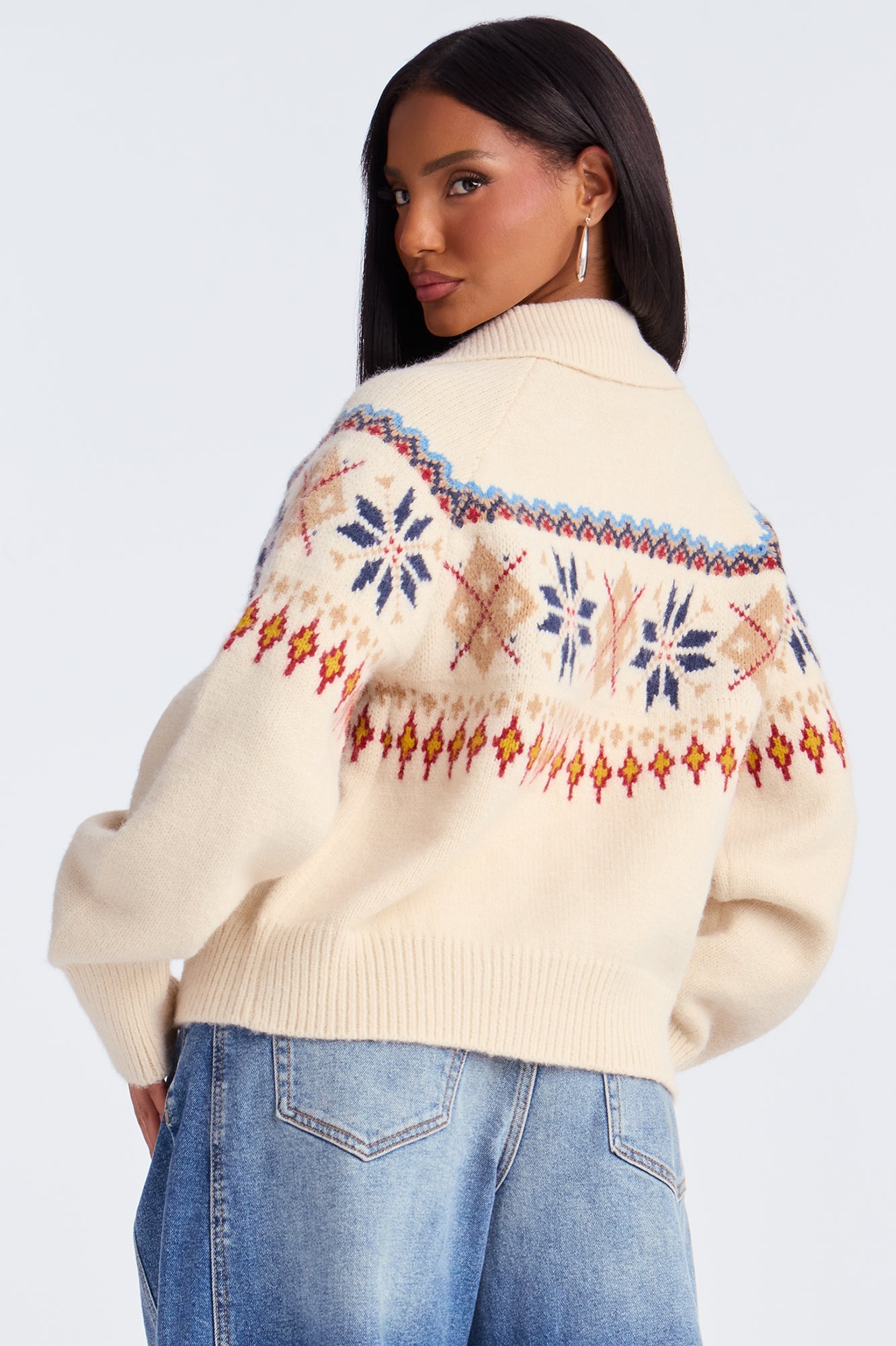 Cold Hearted Fair Isle Cardigan - Taupe