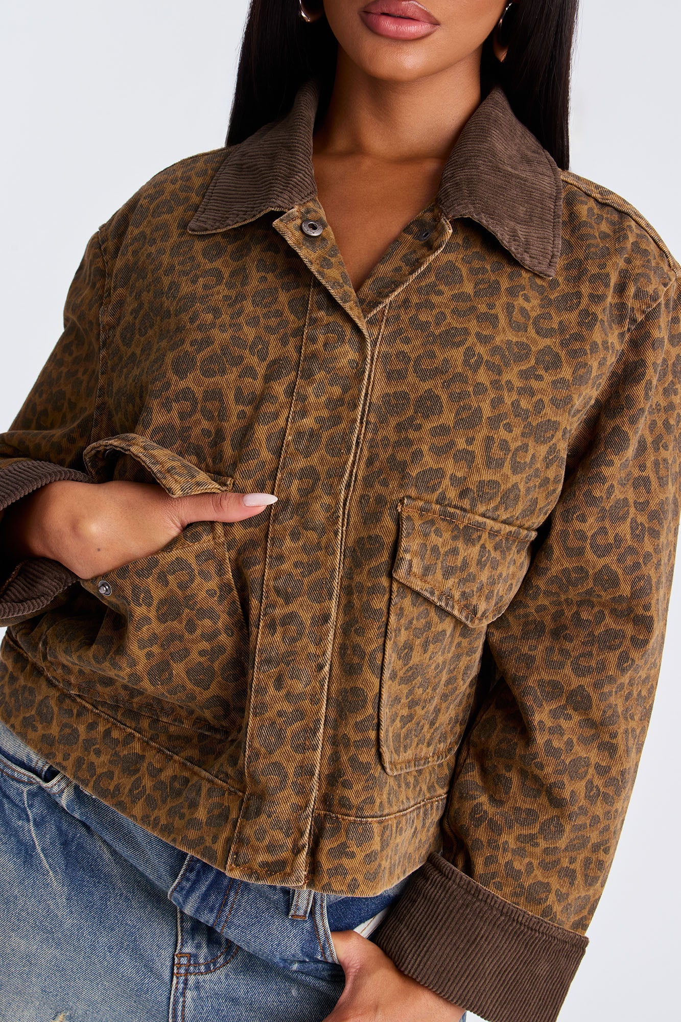 Urban Leopard Twill Trucker Jacket - Leopard