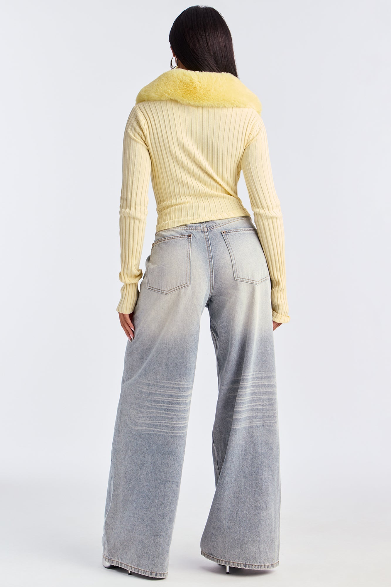 Fluff Game Strong Faux Fur Cardigan - Butter Yellow