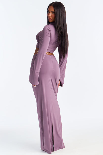Make A Statement Twist Top Maxi Skirt Set - Purple