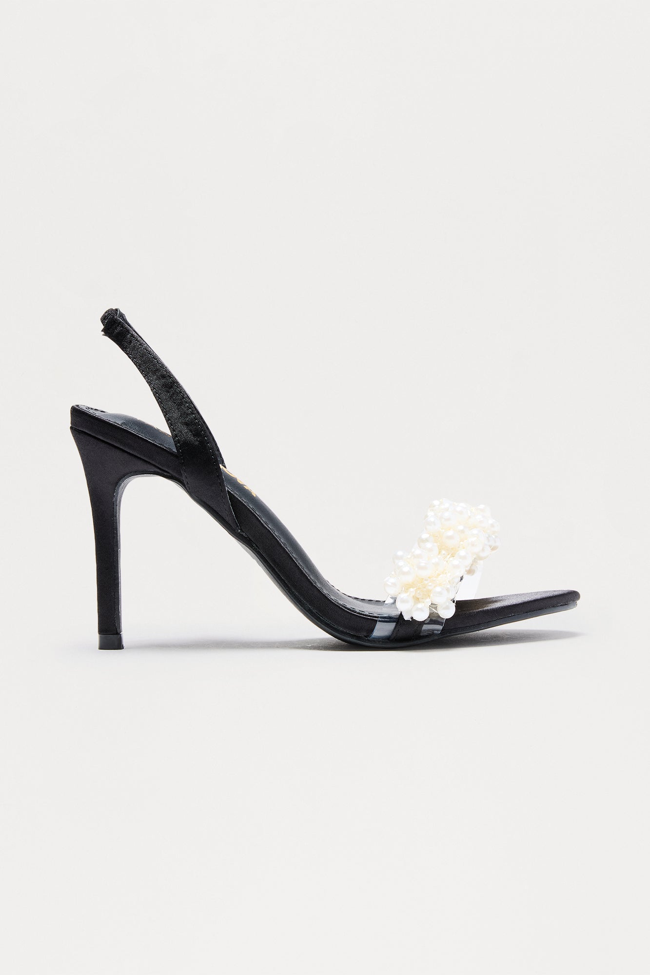 Pearly Gates Satin Slingback Heels - Black