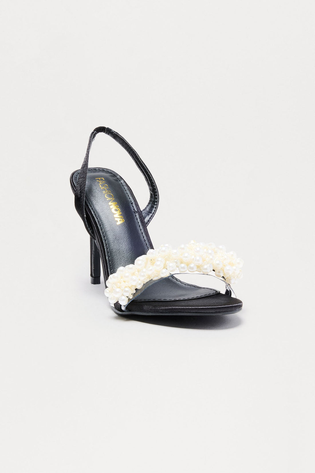 Pearly Gates Satin Slingback Heels - Black