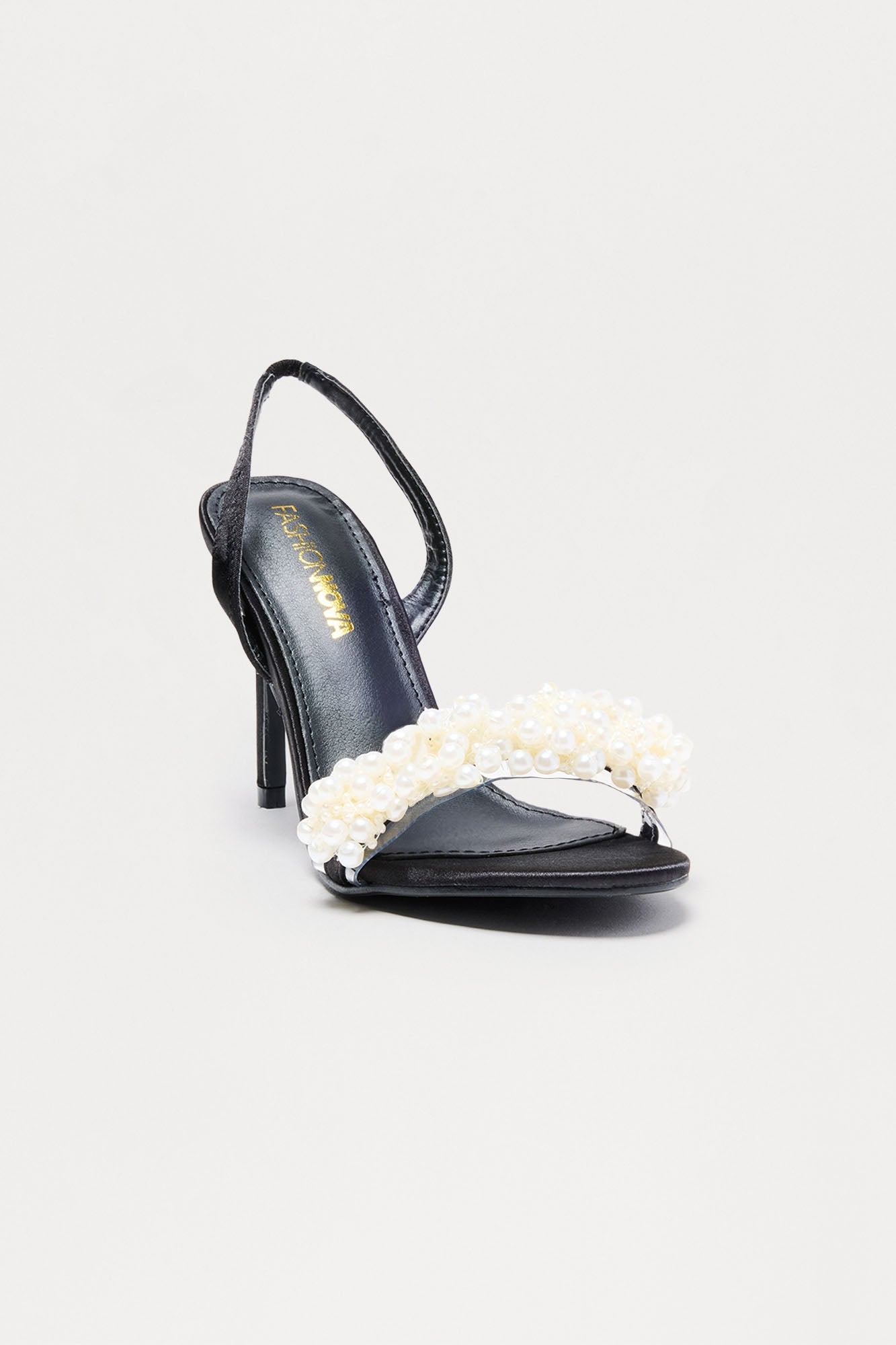 Pearly Gates Satin Slingback Heels - Black