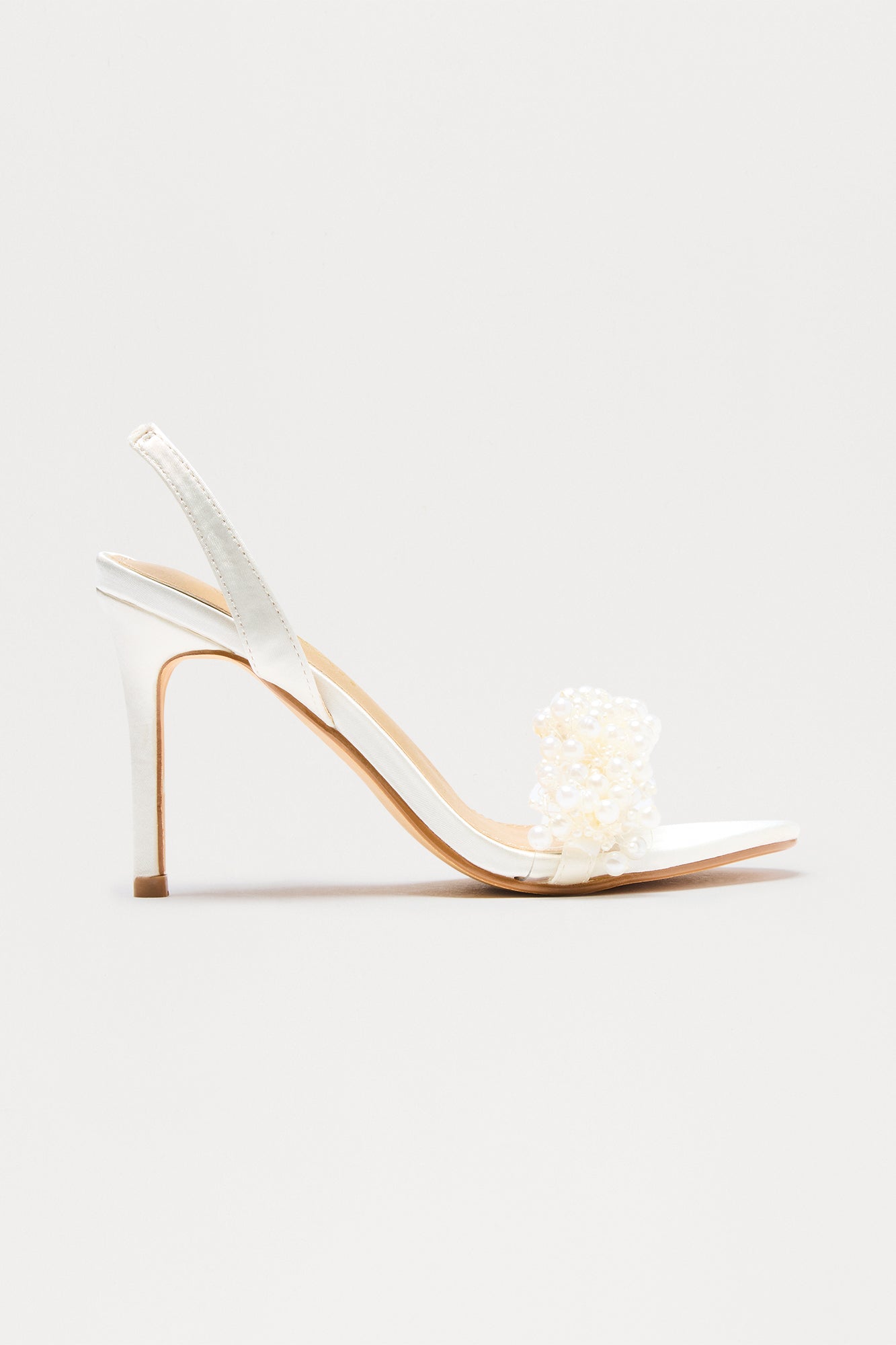 Pearly Gates Satin Slingback Heels - Cream
