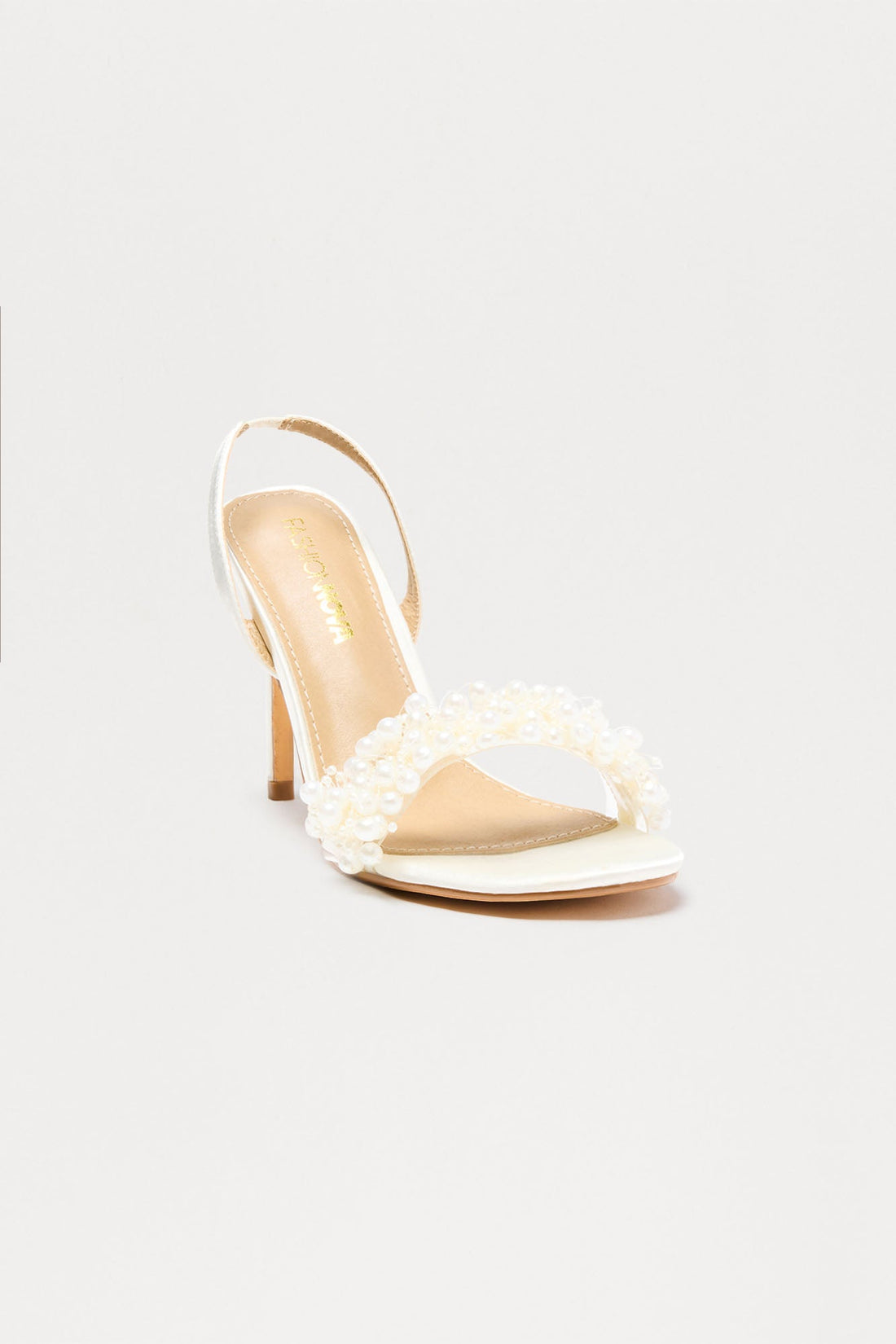 Pearly Gates Satin Slingback Heels - Cream