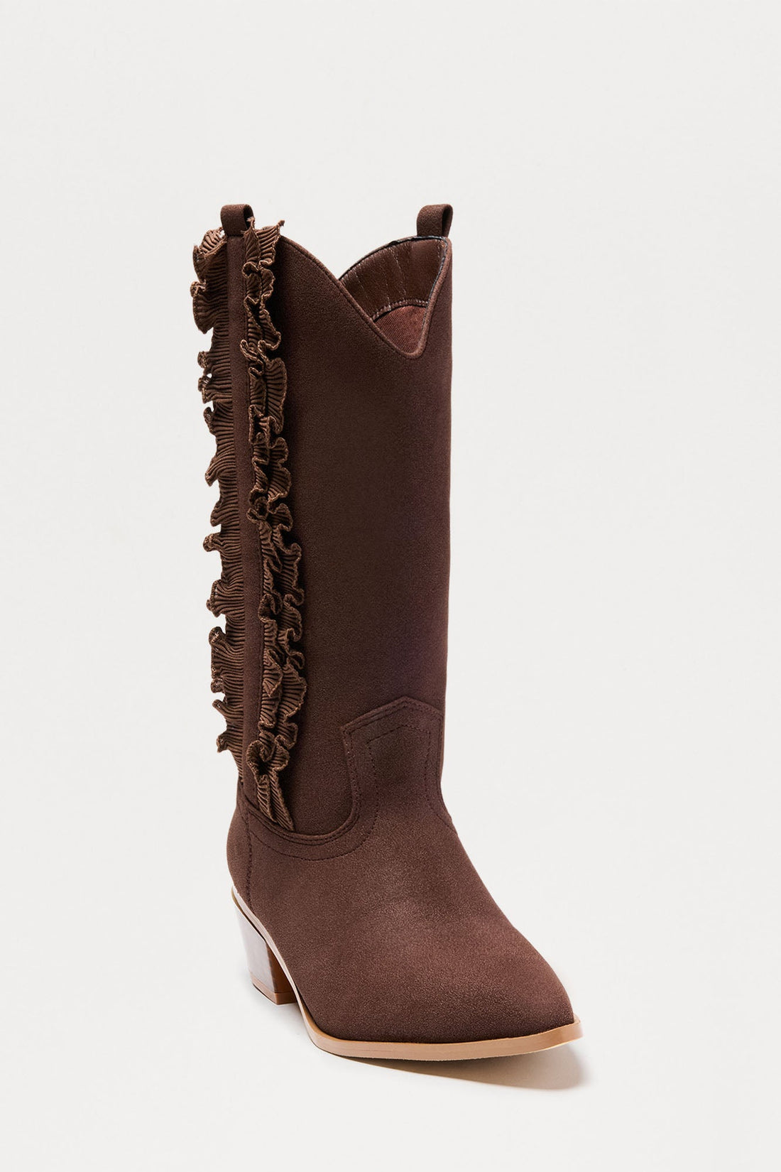 Equestrian Ruffle Cowboy Boots - Chocolate