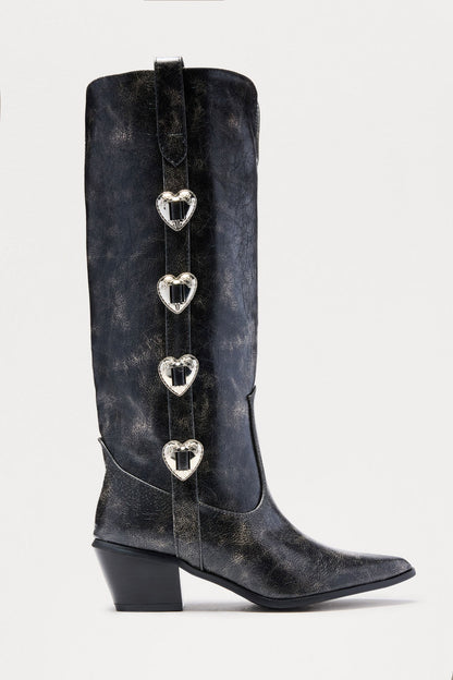Gallop Heart Cowboy Boots - Black