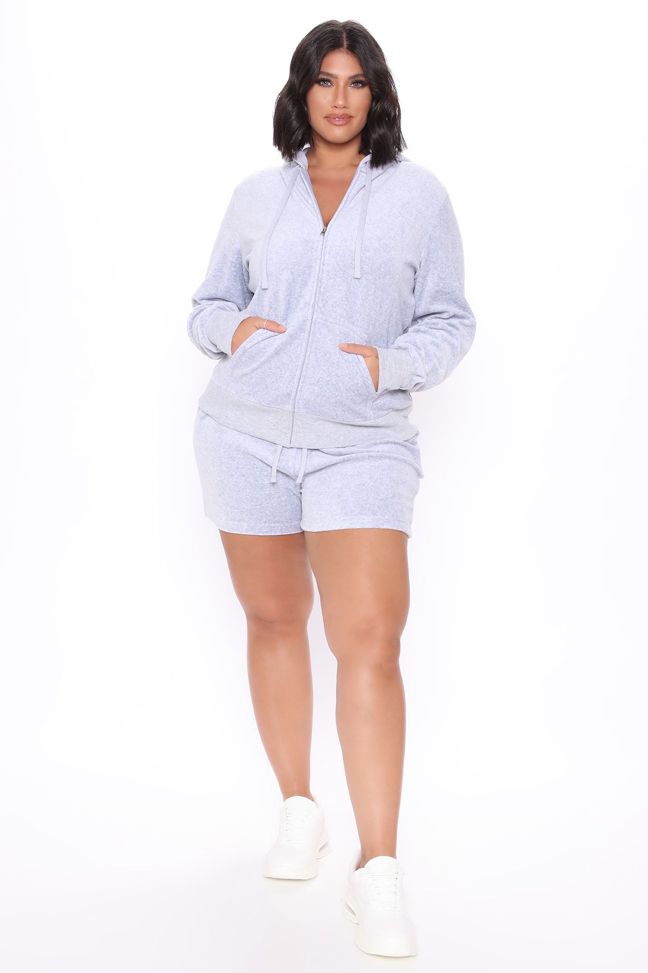 The OG Trendsetter Velour Short Set - Heather Grey