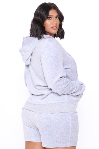 The OG Trendsetter Velour Short Set - Heather Grey