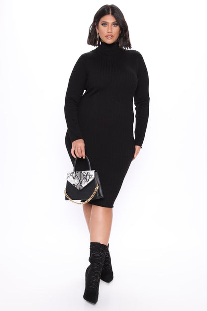Taryn Sweater Midi Dress - Black