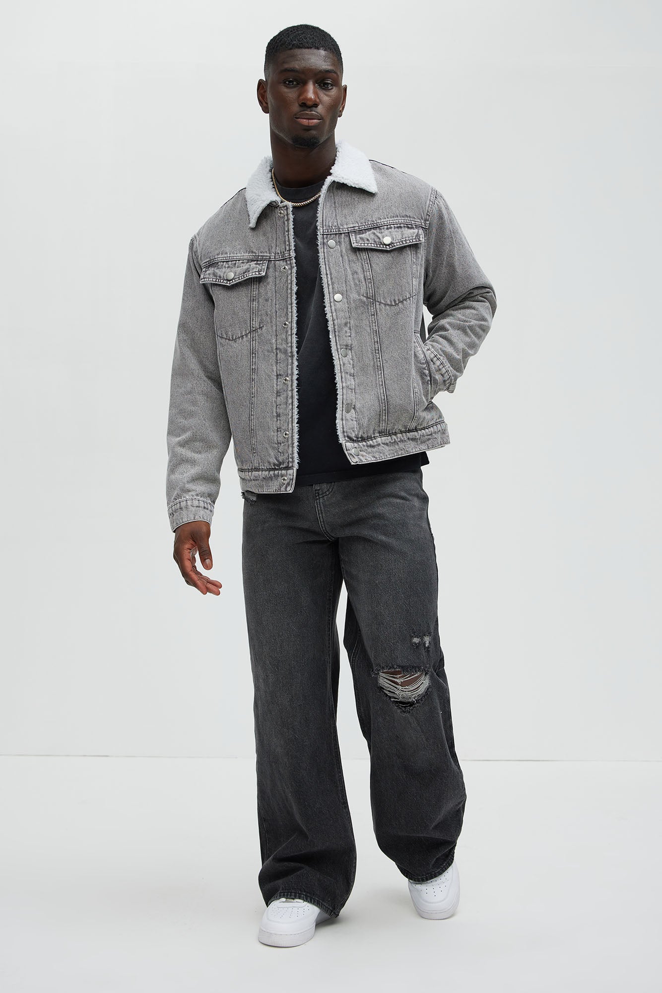 Street Dreams Sherpa Collar Jacket - Grey/combo