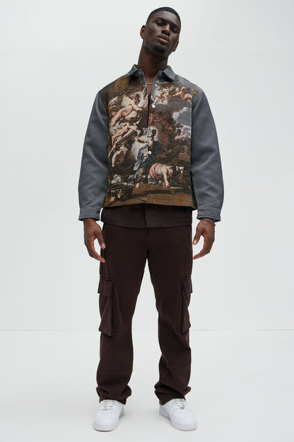 Cassiel Tapestry Cropped Button Up Shirt - Multi Color