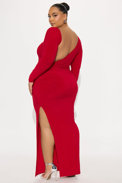Hearts Home Backless Maxi Dress - Red